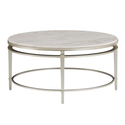 CHAMPAGNE SILVER FINISH MARBLE TOP TABLE - COFFEE TABLE - Lot 2924