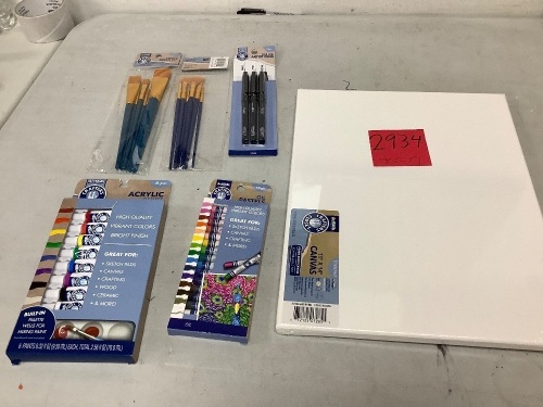 Art Bundle, Convas, Paint, Oil Pastels, Artist Pens, Brushes - Lot 2934