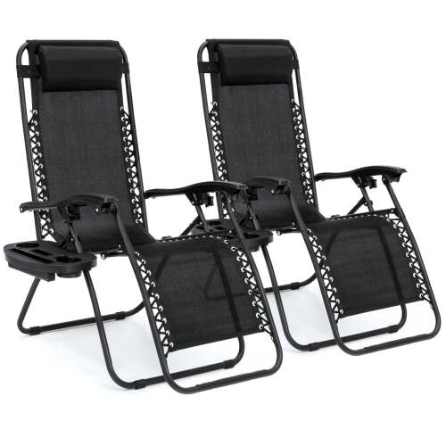 Set of 2 Adjustable Zero Gravity Patio Chair Recliners w/ Cup Holders - Lot 3107