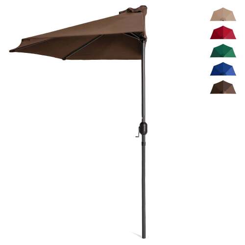 Half Patio Umbrella w/ 5 Ribs, Crank - 9ft - Lot 3043