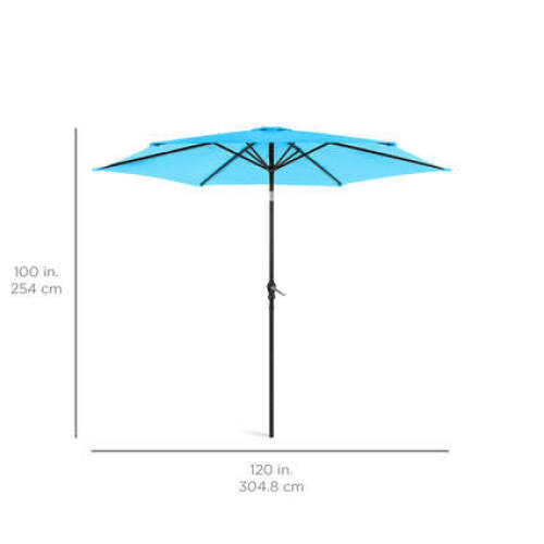 Outdoor Steel Market Patio Umbrella Decoration w/ Tilt, Crank Lift - 10ft - Lot 3121