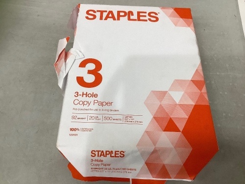 Lot of (6) Staples 3 Hole Copy Paper, E-Comm Return - Lot 132