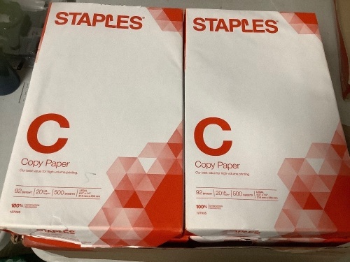 Lot of (10) Reams Staples Legal Copy Paper, E-Comm Return - Lot 180
