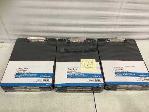 Lot of (3) 6 Pack Plastic Clipboards, Appears new - Lot 191