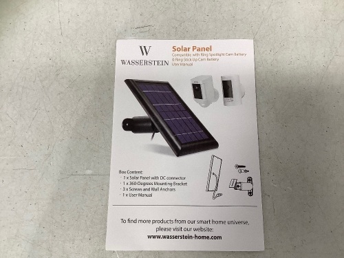 Wasserstein Solar Panel for Ring, Untested, E-Comm Return - Lot 455