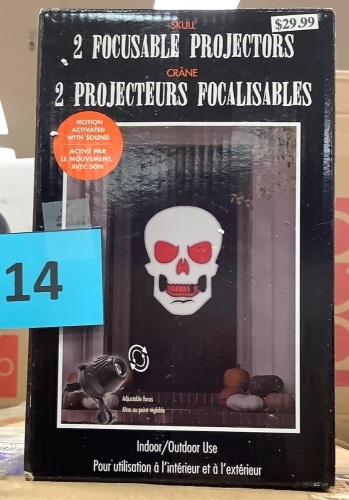 Skull Projector Lights, Set of 2, Indoor/Outdoor Use, Motion Activated - Lot 14