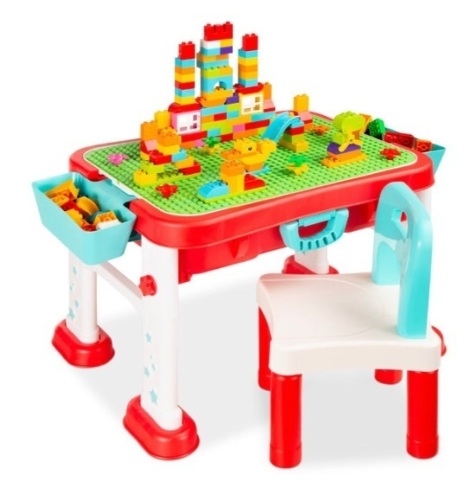 Kids 8-in-1 Activity Table Building Block Station - Lot 15