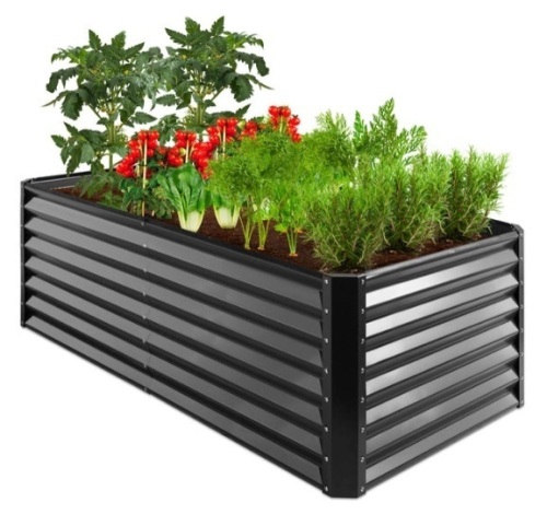 Outdoor Metal Raised Garden Bed for Vegetables, Flowers, Herbs - 6x3x2ft, Gray - Lot 16