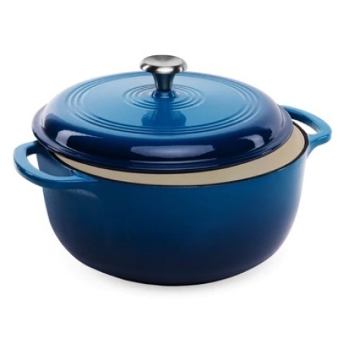 6qt Non-Stick Enamel Cast-Iron Dutch Oven Kitchen Cookware w/ Side Handles, Deep Blue, Appears New - Lot 29