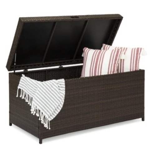 Indoor Outdoor Wicker Storage Box w/ Steel Frame, Lift-Up Top - 136 Gal, Appears New - Lot 41