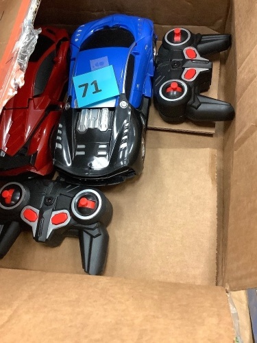 Set of 2 RC Cars w/ controllers, Red & Blue, Appears New - Lot 71