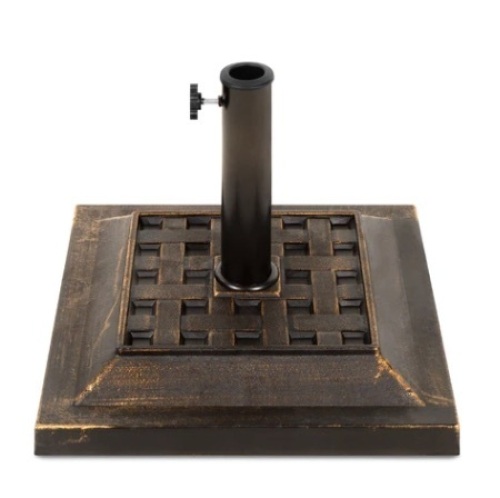 26lb Steel Square Patio Umbrella Base Stand, Basketweave Pattern, Appears New - Lot 77