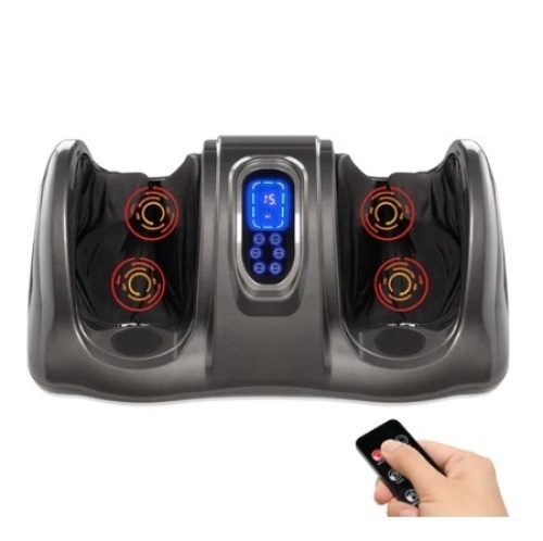 Therapeutic Foot Massager w/ High Intensity Rollers, Remote, 3 Modes, Black - Lot 86