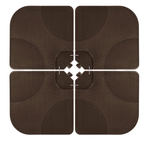 4-Piece Cantilever Offset Patio Umbrella Stand Square Base Plate Set, Brown - Lot 101
