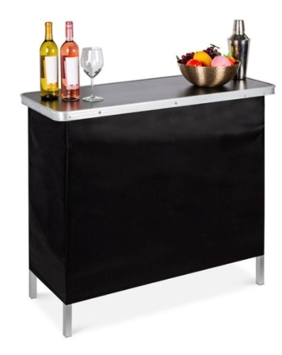 Portable Pop-Up Bar Table w/ Carrying Case, Removable Skirt - Lot 108