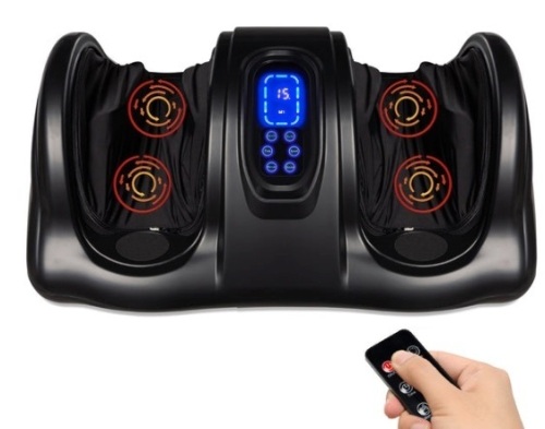 Therapeutic Foot Massager w/ High Intensity Rollers, Remote, 3 Modes, Black  - Lot 130