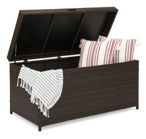 Indoor Outdoor Wicker Storage Box w/ Steel Frame, Lift-Up Top - 136 Gal, Appears New - Lot 133