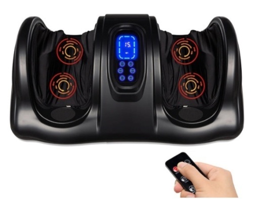 Therapeutic Foot Massager w/ High Intensity Rollers, Remote, 3 Modes, Black - Lot 145