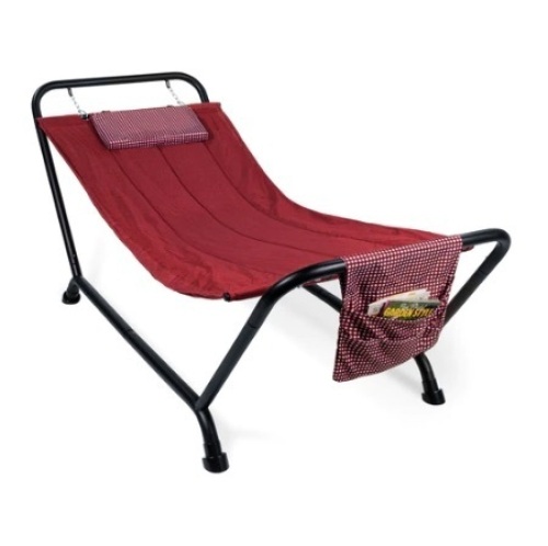 Outdoor Patio Hammock for Backyard, Garden w/ Stand, Pillow, Storage Pockets, Red - Lot 152