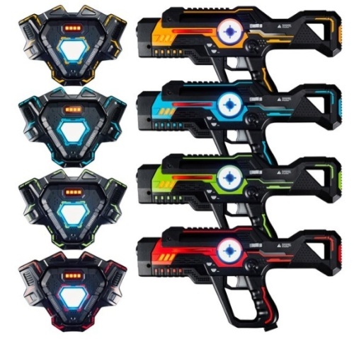 Set of 4 Infrared Laser Tag Guns & Vests w/ 4 Team Colors - Lot 178