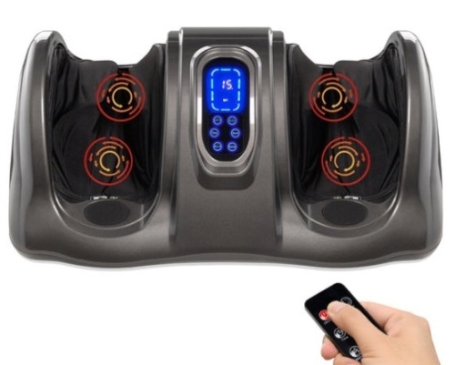 Therapeutic Foot Massager w/ High Intensity Rollers, Remote, 3 Modes, Gray - Lot 203