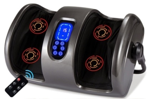 Reflexology Shiatsu Foot Massager w/ High-Intensity Rollers, Remote Control, Gray - Lot 205