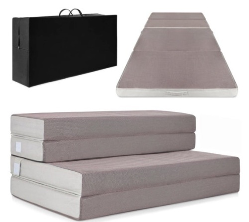 Folding Portable Mattress Topper w/ Plush Foam - 4in, Queen - Lot 206