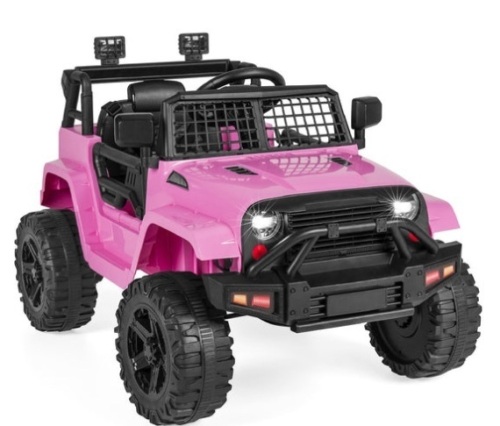 12V Kids Ride-On Truck Car w/ Parent Remote Control, Spring Suspension, Pink - Lot 215