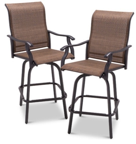 Set of 2 Swivel Barstools w/ 360 Rotation, All-Weather Mesh, Brown - Lot 217