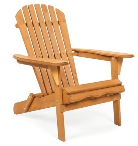 Folding Wooden Adirondack Chair Accent Furniture w/ Natural Finish - Brown - Lot 237