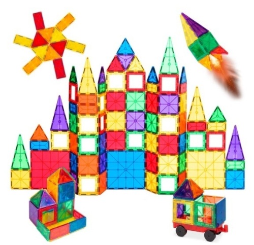 110-Piece Kids Magnetic Tiles STEM Construction Toy Building Block Set - Lot 248