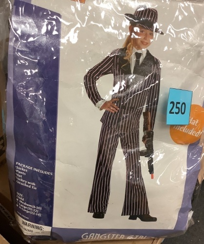 Child Gangster Costume, Jacket, Pants, Hat, Dickey With Attached Tie, Large (10-12) - Lot 250