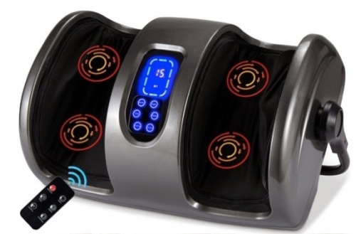 Reflexology Shiatsu Foot Massager w/ High-Intensity Rollers, Remote Control, Gray  - Lot 252