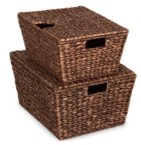 Set of 2 XL Woven Water Hyacinth Storage Baskets - Lot 265