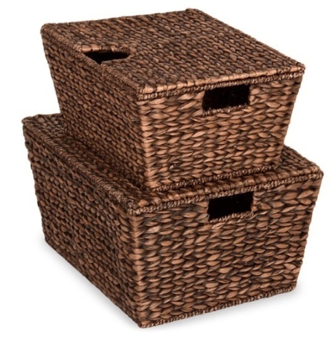 Set of 2 XL Woven Water Hyacinth Storage Baskets - Lot 266