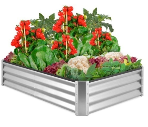Outdoor Metal Raised Garden Bed for Vegetables, Flowers, Herbs, Silver - Lot 268