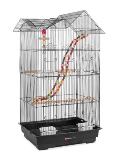 Indoor Outdoor Iron Birdcage w/ Removable Tray, 4 Feeders, 2 Toys - 36in  - Lot 270