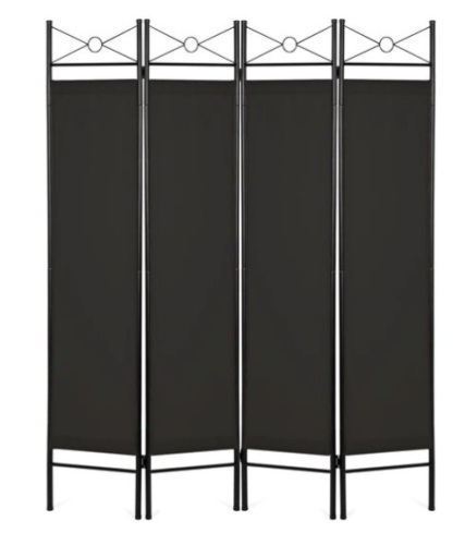4-Panel Folding Privacy Screen Room Divider Decoration Accent, 6ft, Black - Lot 279