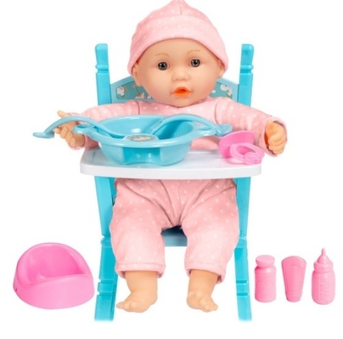 Realistic Baby Doll with Soft Body, Highchair, Potty, Accessories - 12.5in  - Lot 281