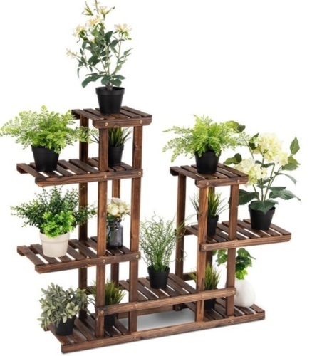 6 Tier Wooden Shelf Storage Plant Rack Stand - Lot 282