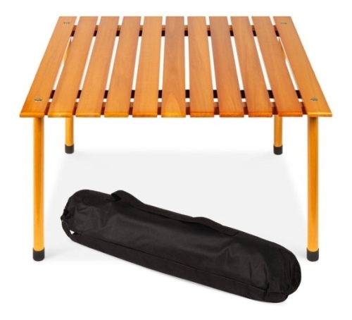 Foldable Indoor Outdoor Wooden Table w/ Carrying Case - 28x28in - Lot 293