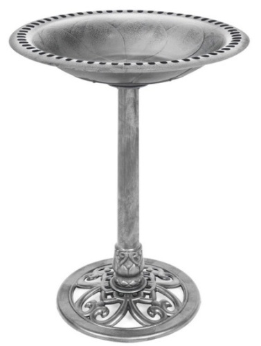 Vintage Outdoor Garden Bird Bath w/ Fleur-de-Lis Accents, Stone - Lot 301
