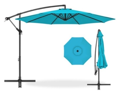 Offset Hanging Patio Umbrella - 10ft, Sky Blue - Lot 312