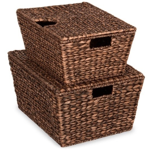 Set of 2 XL Woven Water Hyacinth Storage Baskets - Lot 335