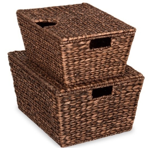 Set of 2 XL Woven Water Hyacinth Storage Baskets - Lot 336