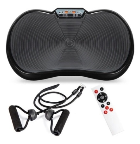 Vibration Plate Exercise Machine Full Body Fitness Platform w/ Bands, Black - Lot 346