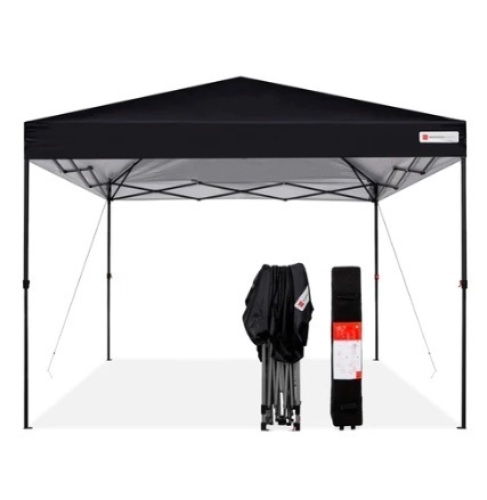 One-Person Setup Instant Pop Up Canopy w/ Wheeled Bag - 10x10ft, Black - Lot 348