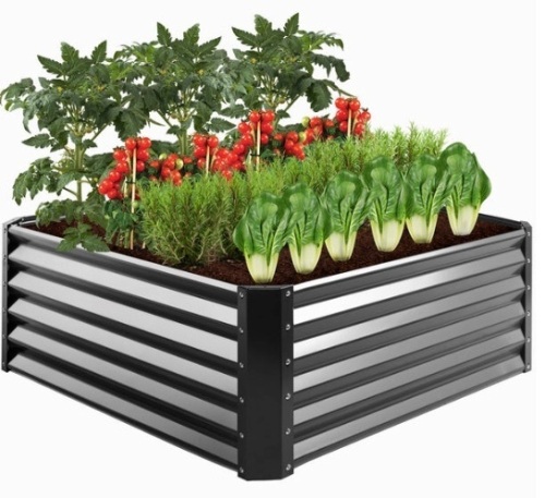 Outdoor Metal Raised Garden Bed for Vegetables, Flowers, Herbs - 4x4x1.5ft - Lot 374