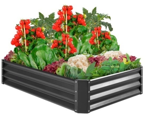 Outdoor Metal Raised Garden Bed for Vegetables, Flowers, Herbs, Dark Gray - Lot 375