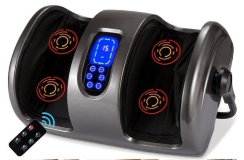 Reflexology Shiatsu Foot Massager w/ High-Intensity Rollers, Remote Control, Grey - Lot 379